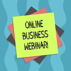 Conceptual hand writing showing Online Business Webinar. Business photo text Seminar that carried over the Web Video conference Multiple Layer of Sheets Color Paper Cardboard with Shadow