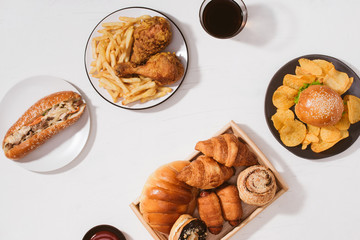 Fast food. Street and Takeaway food - Unhealthy food concept