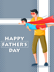 Happy Father's Day holiday greetings background with playful father and kid in vector