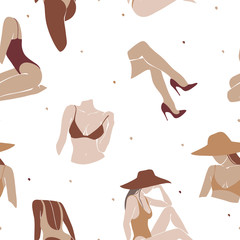 seamless pattern, girls figures