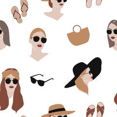 seamless pattern, girls figures