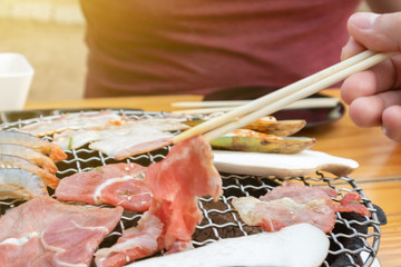 Grilled meat, grilled shrimp, grilled fish and barbecue