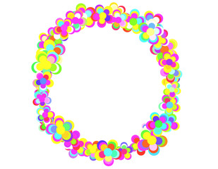 夢のような虹色の花の円フレーム Circle frame of dreamy iridescent 