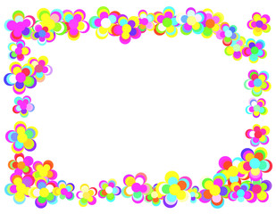 夢のような虹色の花フレーム Dreamy rainbow colored flower frame