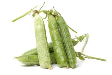 Fresh peas isolated on white background 