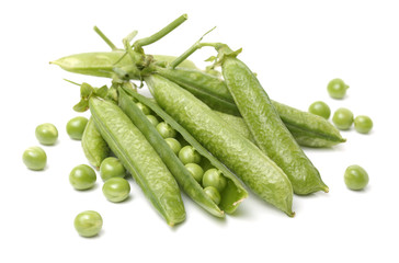 Fresh peas isolated on white background 