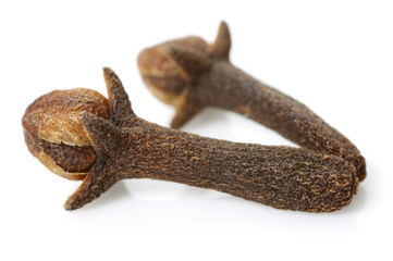 dry cloves on white background