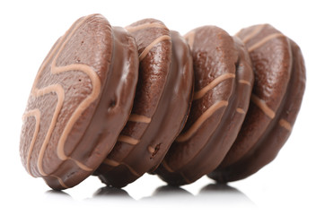 chocolate cake on white background 