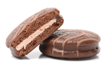 chocolate cake on white background 