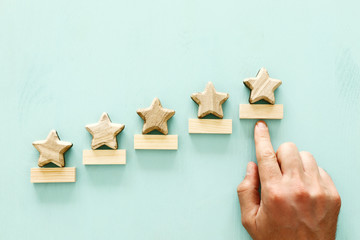 concept of setting a five star goal. increase rating or ranking, evaluation and classification idea