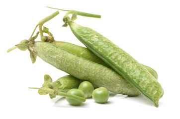 Fresh peas isolated on white background 