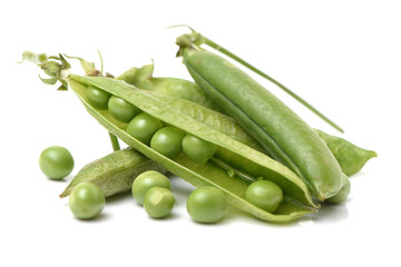 Fresh peas isolated on white background 