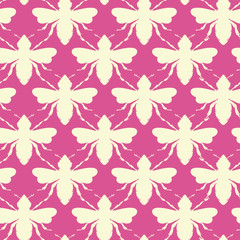 Vector Bees Shapes in Retro Colors seamless pattern background.