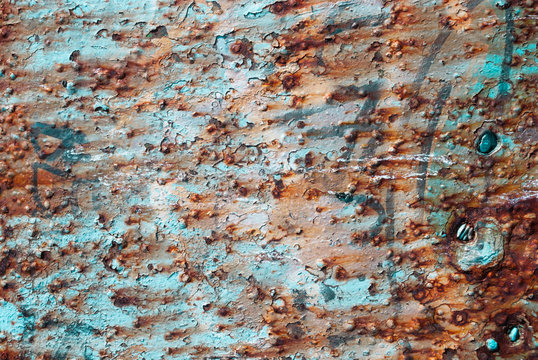 Rusted metal texture. Painted rusty surface © YanaKho