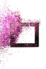 Fototapeta na wymiar Black frame on purple glitter, background with border for your design in vintage colors