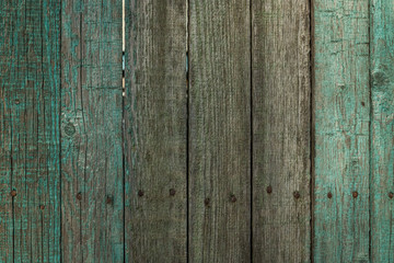 Fototapeta na wymiar old wooden fence blue color for background