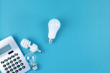 Old and new light bulbs. Energy saving concept