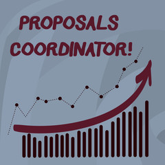 Handwriting text Proposals Coordinator. Conceptual photo Oversees the development of marketing proposals Combination of Colorful Column and Line Graphic Chart with Arrow Going Up