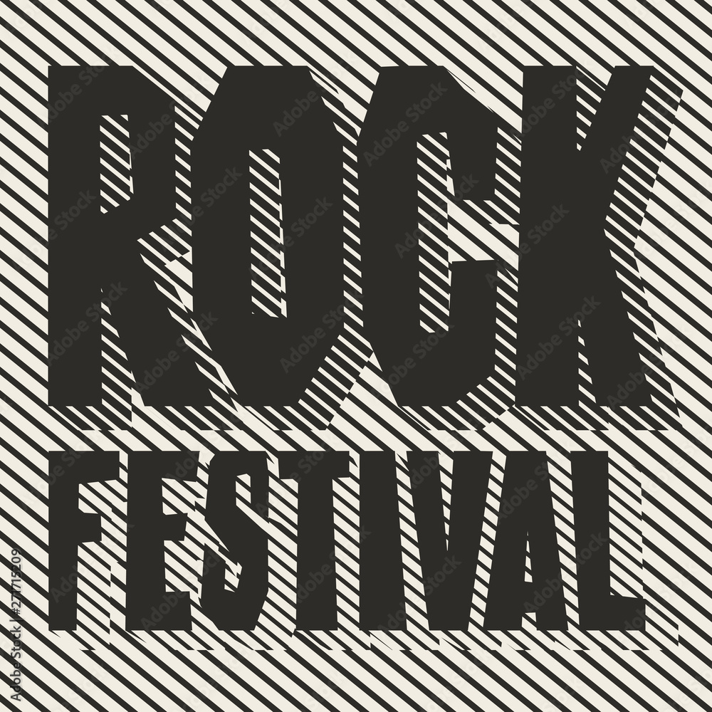 Wall mural vector poster or banner with words rock festival on the striped background. template for flyers, ban