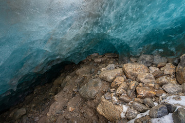 glacial cave of the Alibek mountain glacier, Dombay, Karachay-Cherkess Rep., Russia