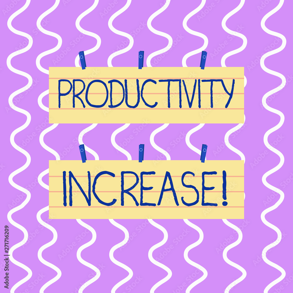 Poster conceptual hand writing showing productivity increase. concept meaning labor productivity growth mor