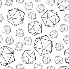 Geometric pattern with icosahedral 3d forms. Volumetric shapes polyhedrons. - obrazy, fototapety, plakaty