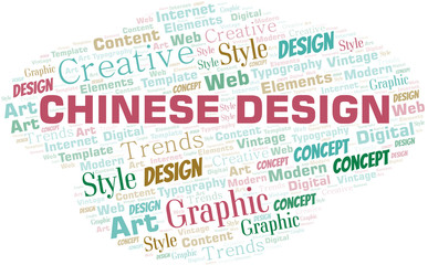 Chinese Design word cloud. Wordcloud made with text only.