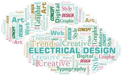 Fototapeta na wymiar Electrical Design word cloud. Wordcloud made with text only.
