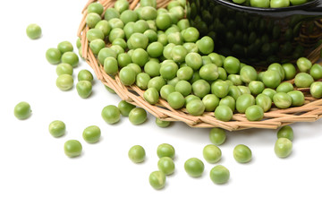 Fresh peas isolated on white background 