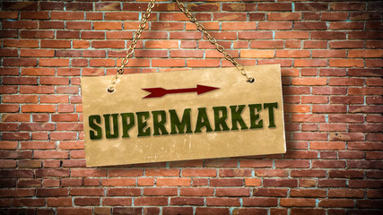 Fototapeta premium Street Sign to Supermarket