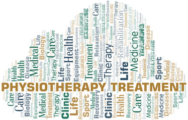 Physiotherapy Treatment word cloud. Wordcloud made with text only.