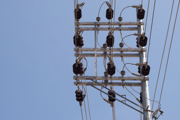 An electric pole on the street