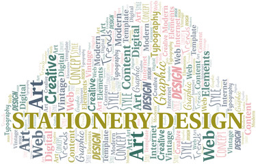 Obraz premium Stationery Design word cloud. Wordcloud made with text only.