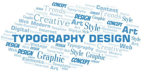 Typography Design word cloud. Wordcloud made with text only.