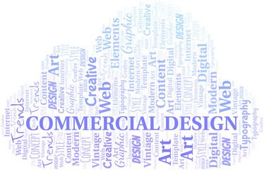Obraz premium Commercial Design word cloud. Wordcloud made with text only.