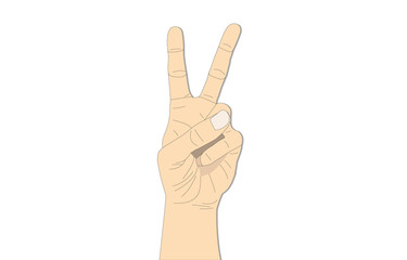drawing two finger hand lifted  up isolated on white background. peace symbol design vector