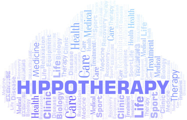 Obraz premium Hippotherapy word cloud. Wordcloud made with text only.