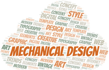 Mechanical Design word cloud. Wordcloud made with text only.