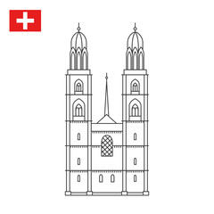 Grossmunster church in Zurich, Switzerland