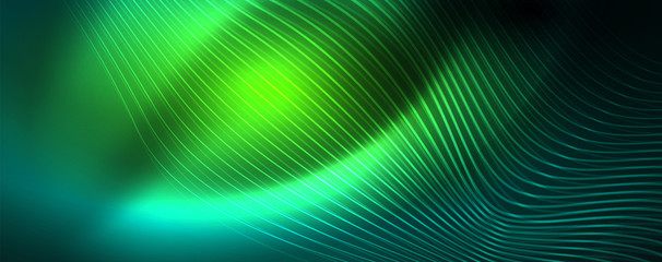 Shiny neon vector wave line abstract background, motion concept