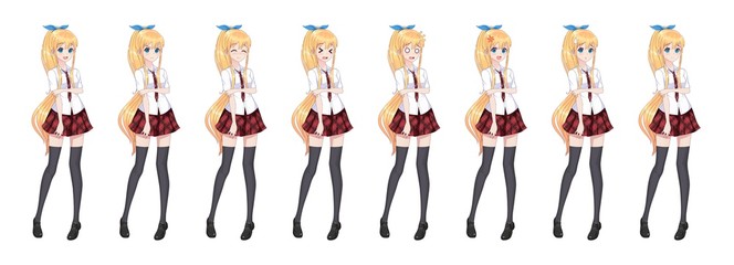 Anime manga schoolgirl plaid red skirt tie pattern