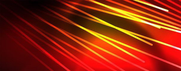 Shiny color neon light with lines, abstract wallpaper, shiny motion, magic space light. Techno abstract background