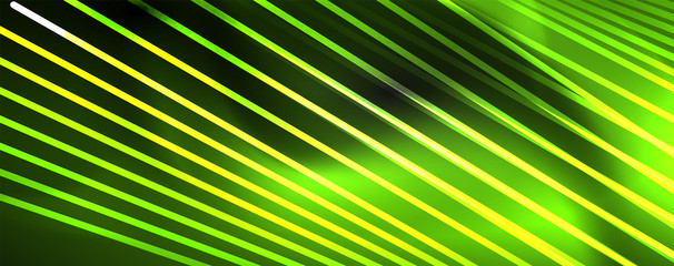 Obraz premium Shiny color neon light with lines, abstract wallpaper, shiny motion, magic space light. Techno abstract background
