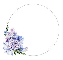 Round thin logo with purple flowers