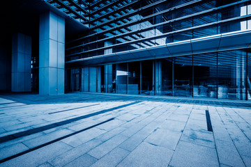 modern buildings and empty pavement in china.