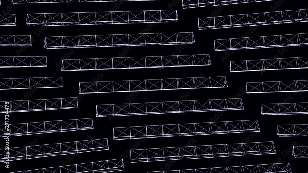 Poster glowing abstract geometric figures rotating on black background, seamless loop. animation. monochrom