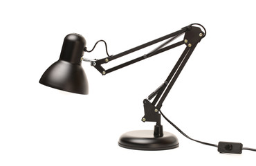 Black reading table lamp isolated over the white background 