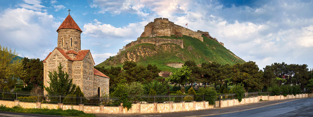 Medieval fortress and church in Goryje, Georgia.