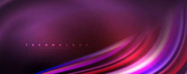 Fluid color waves with light effects, vector abstract background