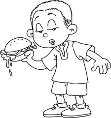Boy eating burger